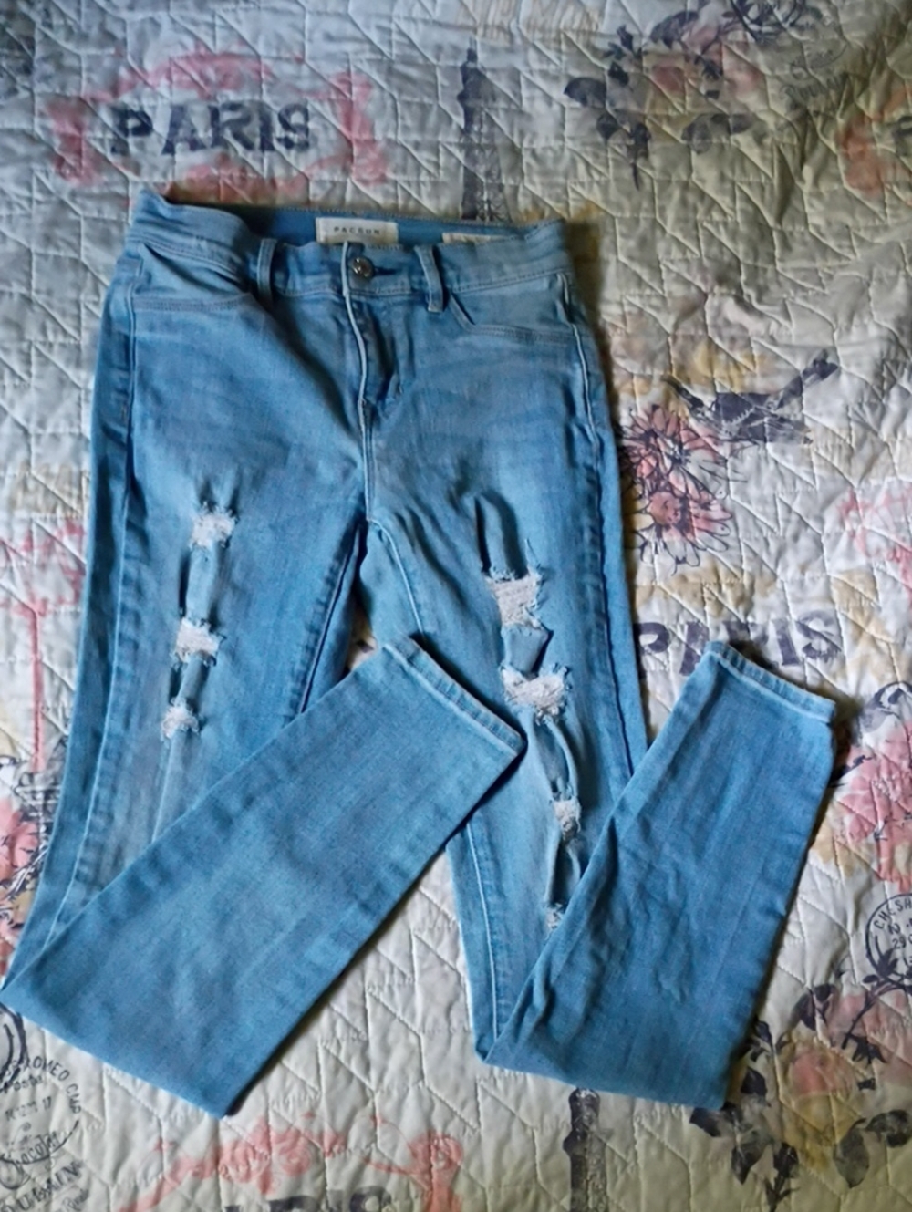 PacSun Light Blue Ripped Women's Skinny Jeans